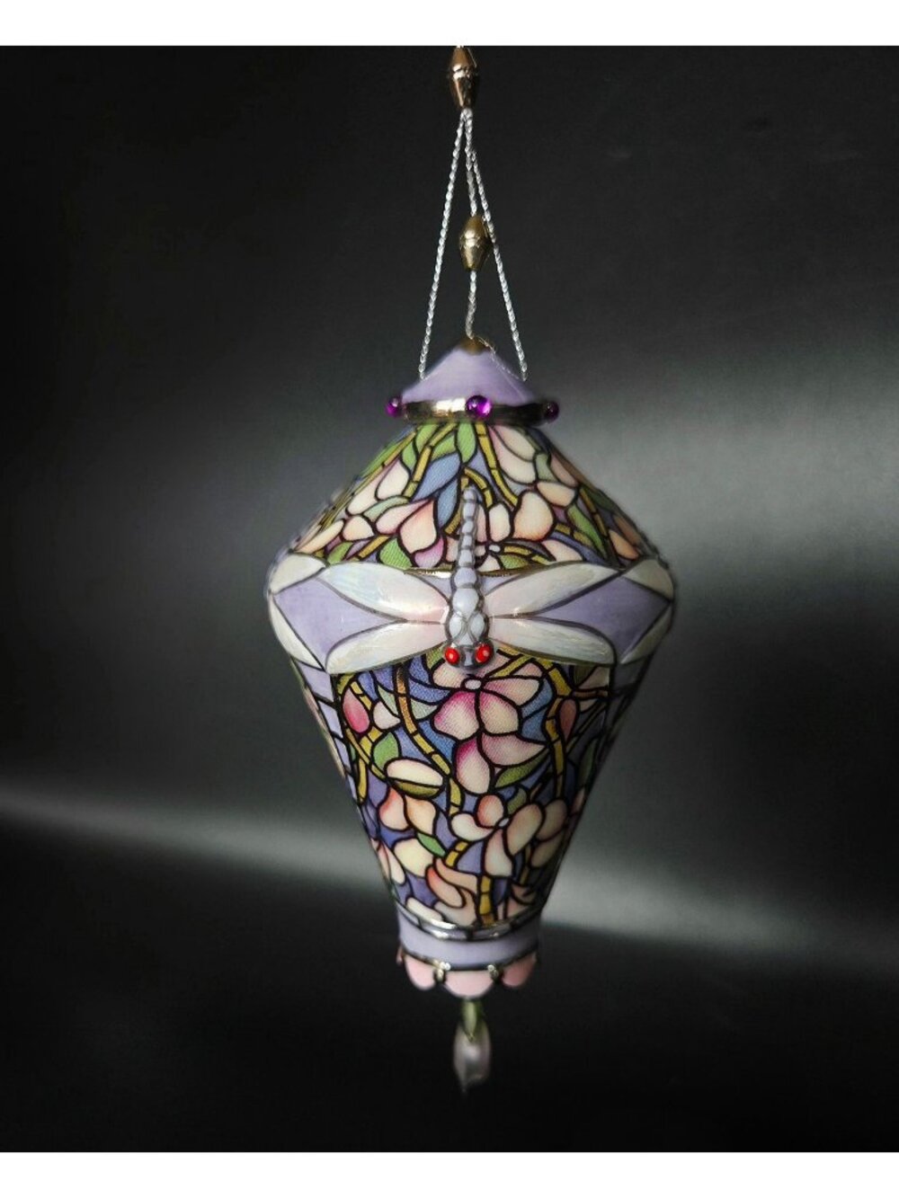 Bradford Exchange Louis Tiffany Porcelain, Dragonfly Stained Glass Inspired Orna